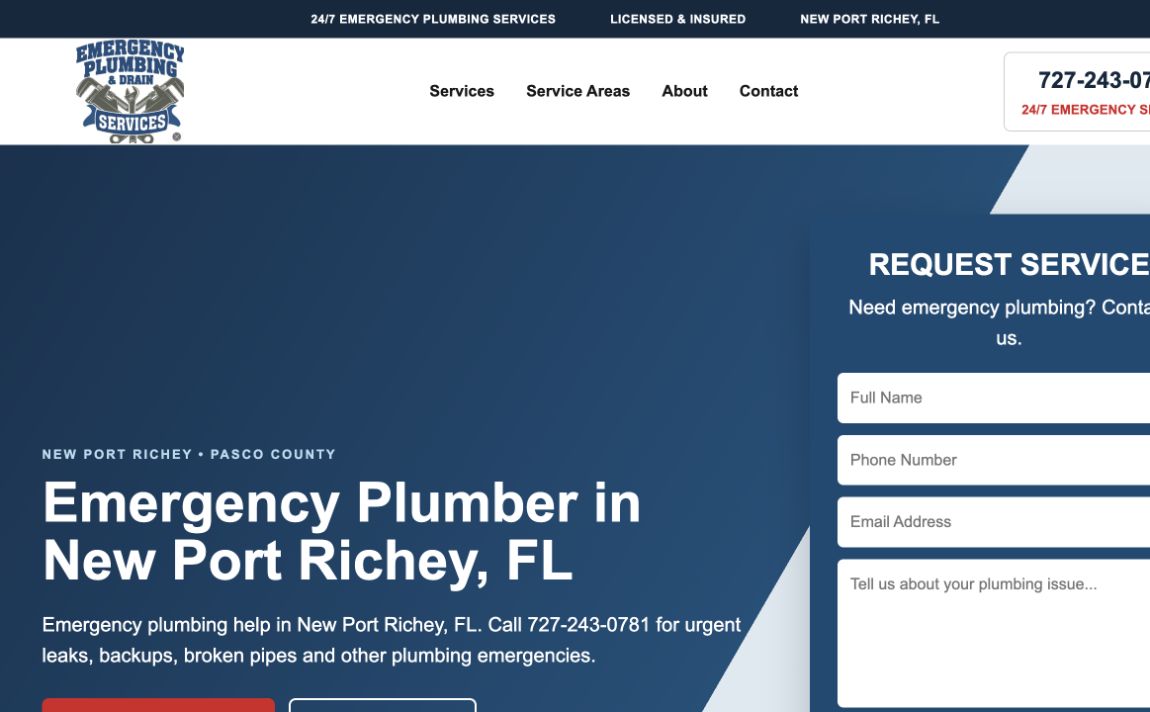 Screenshot της σελίδας Emergency Plumber